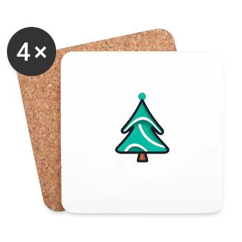 Comic Christmas Tree Design - Christmas Tree Crist Tree - Coasters (set of 4) - white - Front