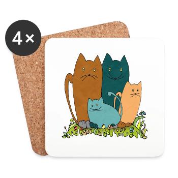Chats - Dessous de verre (lot de 4) - blanc - Devant