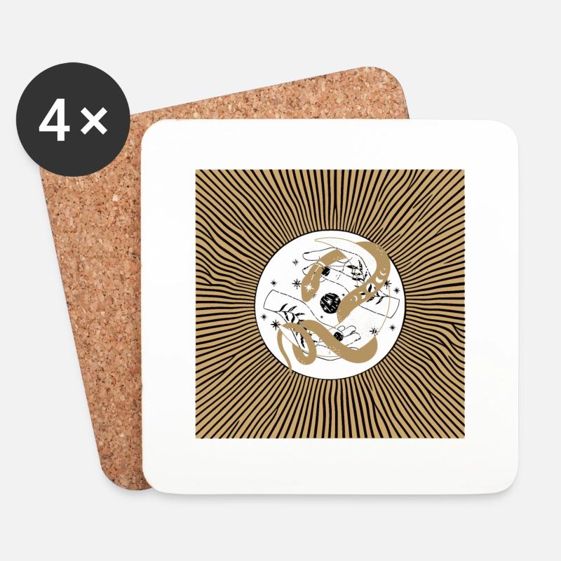 Goldene Zauberschlange - Untersetzer (4er-Set) - Weiß