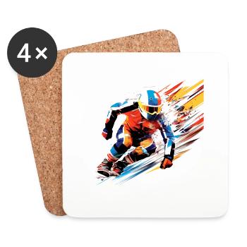 Snowboard Sport Game Champion Competition Abstract - Coasters (set of 4) - white - Front