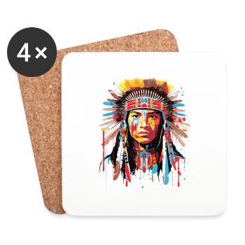 American Native Indian Brave Warrior Inspiration - Coasters (set of 4) - white - Front
