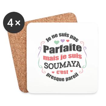 SOUMAYA PARFAITE - PRENOM SOUMAYA - Dessous de verre (lot de 4) - blanc - Devant