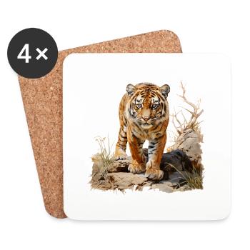 Das Streifenmuster macht einen Tiger bekannt - Untersetzer (4er-Set) - Weiß - Vorne