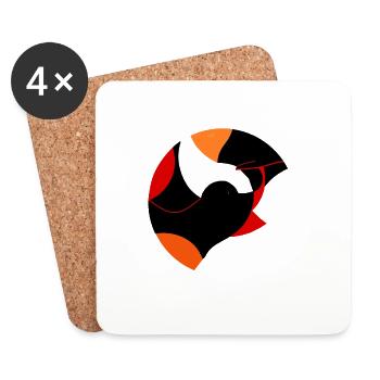 Vogel und Fisch runde abstrakt Illustration - Untersetzer (4er-Set) - Weiß - Vorne