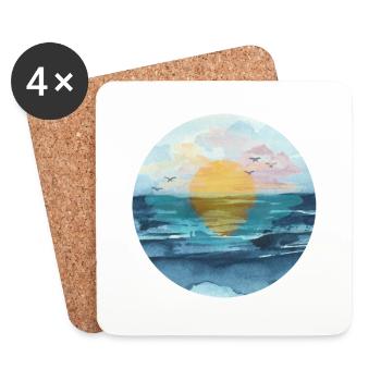 Coucher de soleil - Dessous de verre (lot de 4) - blanc - Devant