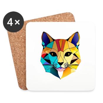 Chat, Animal de compagnie, Chat domestique, Propriétaire de chat, Chaton - Dessous de verre (lot de 4) - blanc - Devant