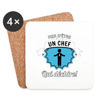Cadeau chef - Dessous de verre (lot de 4) - blanc - Devant