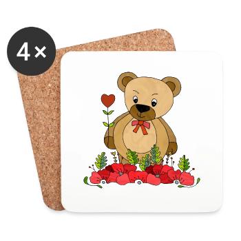 Teddy bear - Coasters (set of 4) - white - Front