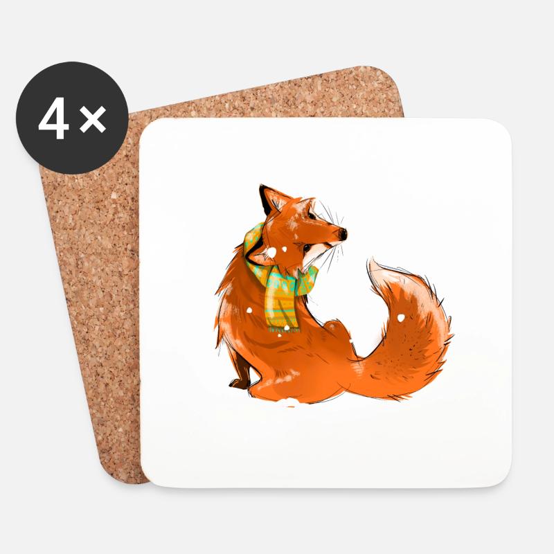 Fuchs im Schnee - Untersetzer (4er-Set) - Weiß