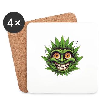 Crazy Cannabis Hanf - Untersetzer (4er-Set) - Weiß - Vorne