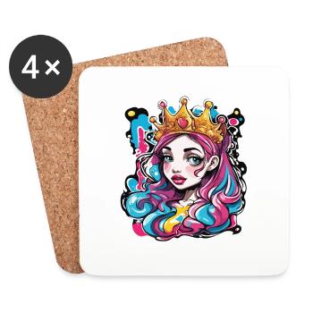 Princess / Woman / Girl / Lady / Comic - Coasters (set of 4) - white - Front