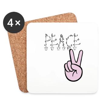 PEACE hand - Untersetzer (4er-Set) - Weiß - Vorne