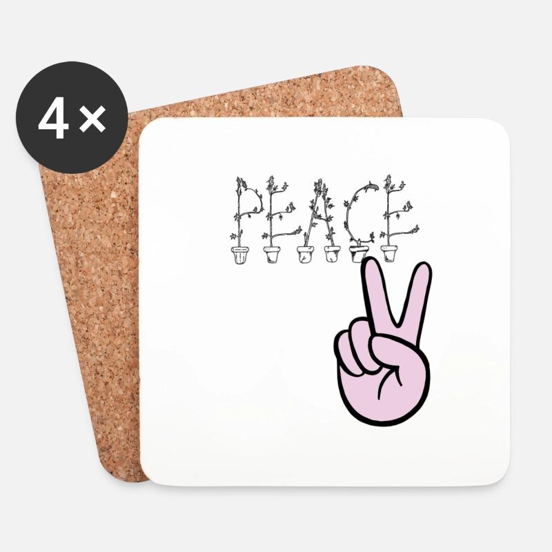 PEACE hand - Untersetzer (4er-Set) - Weiß