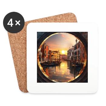 Venice, gold, sunset, reflection - Coasters (set of 4) - white - Front