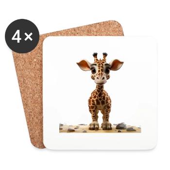 Baby giraffes also have a beautiful fur pattern - Coasters (set of 4) - white - Front