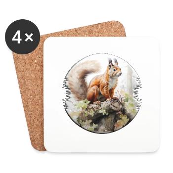 Squirrels are social animals - Coasters (set of 4) - white - Front