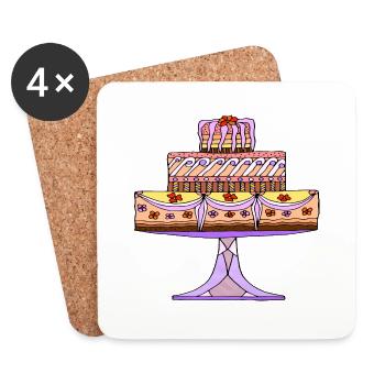 Gâteau - Dessous de verre (lot de 4) - blanc - Devant
