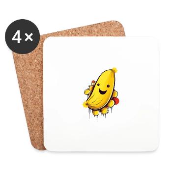 Happy Banana - Coasters (set of 4) - white - Front