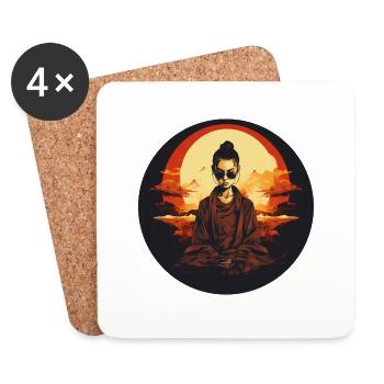 Cooler weiblicher buddhistischer Mönch - Untersetzer (4er-Set) - Weiß - Vorne