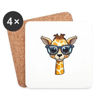 Little cute giraffe wearing sunglasses. - Coasters (set of 4) - white - Front