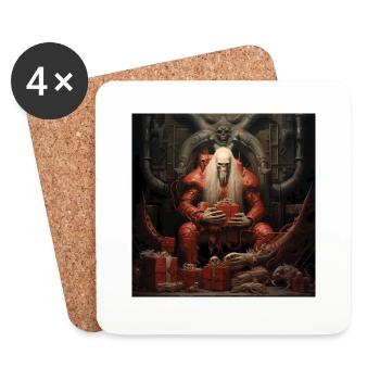 Père Noël effrayant - Dessous de verre (lot de 4) - blanc - Devant