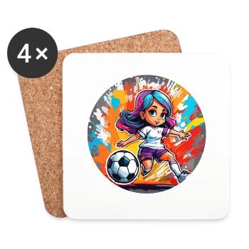 Footballeur / Sport / Terrain de football / Club / FC - Dessous de verre (lot de 4) - blanc - Devant