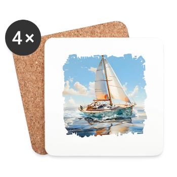 A sailing yacht is a pleasure boat - Coasters (set of 4) - white - Front