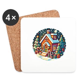 Festive Cozy Cottage: A Magical Christmas Design - Coasters (set of 4) - white - Front