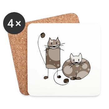 Katzen - Untersetzer (4er-Set) - Weiß - Vorne