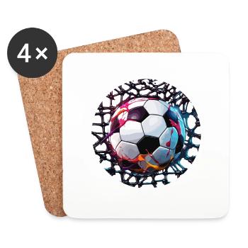 Football / Jeu / Ballon / Terrain / Tir - Dessous de verre (lot de 4) - blanc - Devant