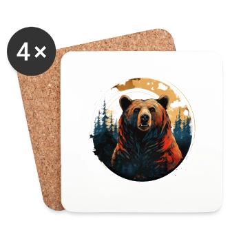 Grizzly bear - Coasters (set of 4) - white - Front