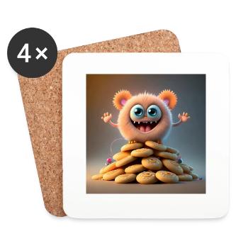cute monster scary funny spooky sitting on a heap - Coasters (set of 4) - white - Front