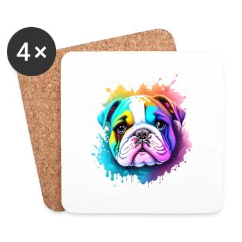 Dogs Dog Owner Bulldog Dog Dog Owner - Coasters (set of 4) - white - Front