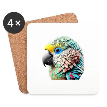 Perruche Bird Propriétaire d’oiseau Calopsitte - Dessous de verre (lot de 4) - blanc - Devant