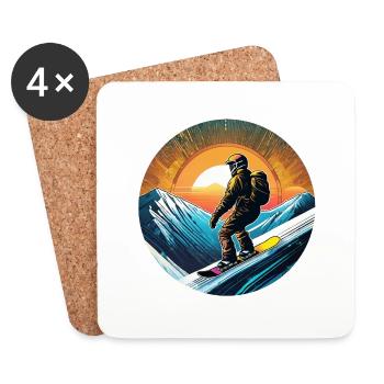 snowboard neige et ski - Dessous de verre (lot de 4) - blanc - Devant