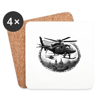 Helikopter / Hubschrauber / fliegen / Luftfahrt - Untersetzer (4er-Set) - Weiß - Vorne