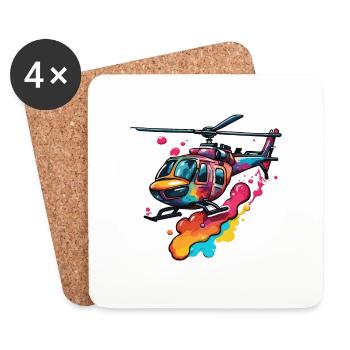 Helicopter / Helicopter / Flying / Aviation - Coasters (set of 4) - white - Front