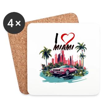 I love Miami - Dessous de verre (lot de 4) - blanc - Devant