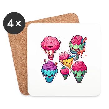 Sucette / Sucette / Bonbons / Lécher / Mignon - Dessous de verre (lot de 4) - blanc - Devant