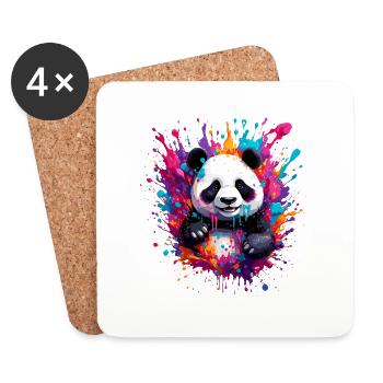 Panda / Animal / Zoo / Bamboo / Wild / Childlike - Coasters (set of 4) - white - Front