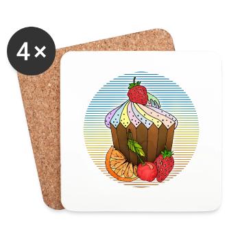 Kuchen - Untersetzer (4er-Set) - Weiß - Vorne
