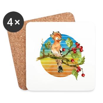Oiseau coloré - Dessous de verre (lot de 4) - blanc - Devant
