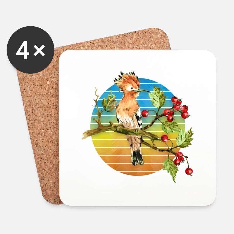 Bunter Vogel - Untersetzer (4er-Set) - Weiß