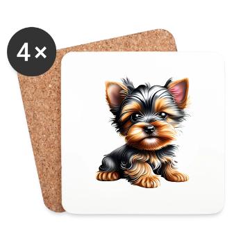 Yorkshire Terrier Puppy Dog Dog Owner - Coasters (set of 4) - white - Front