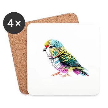 Perruche Bird Propriétaire d’oiseau Calopsitte - Dessous de verre (lot de 4) - blanc - Devant