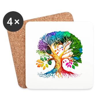 Lebensbaum Keltischer Baum des Lebens Meditation - Untersetzer (4er-Set) - Weiß - Vorne