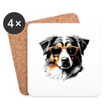 Australischer Schäferhund Hundehalter Hundewelpe - Untersetzer (4er-Set) - Weiß - Vorne