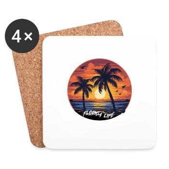 Style de vie de plage de Florida Beach, logo - Dessous de verre (lot de 4) - blanc - Devant