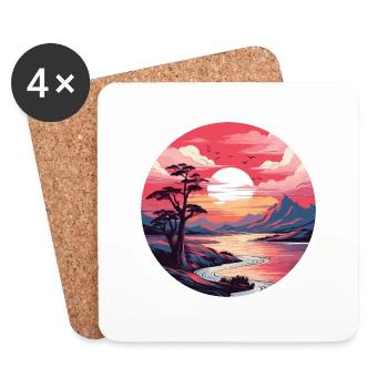 Red sunrise - Coasters (set of 4) - white - Front