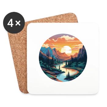 Beauté d’une rivière au coucher du soleil - Dessous de verre (lot de 4) - blanc - Devant